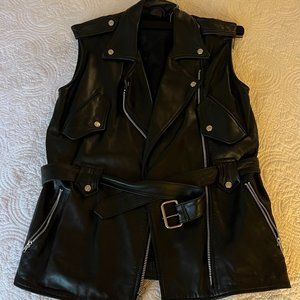 LONG BLACK LEATHER VEST